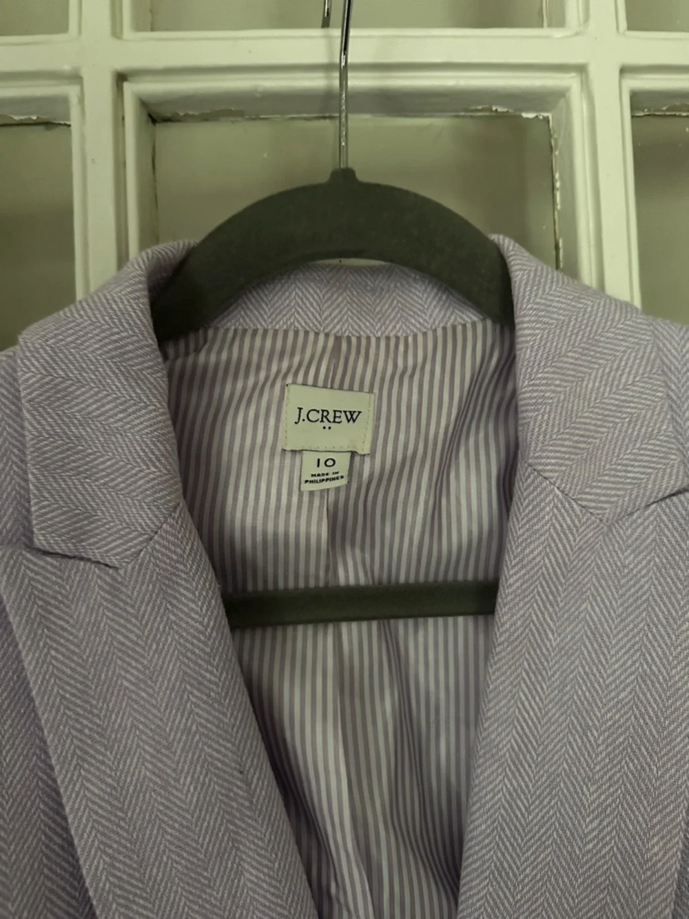 J.Crew Herringbone one-button blazer Light purple Size 10 Cotton Linen - Picture 4 of 5